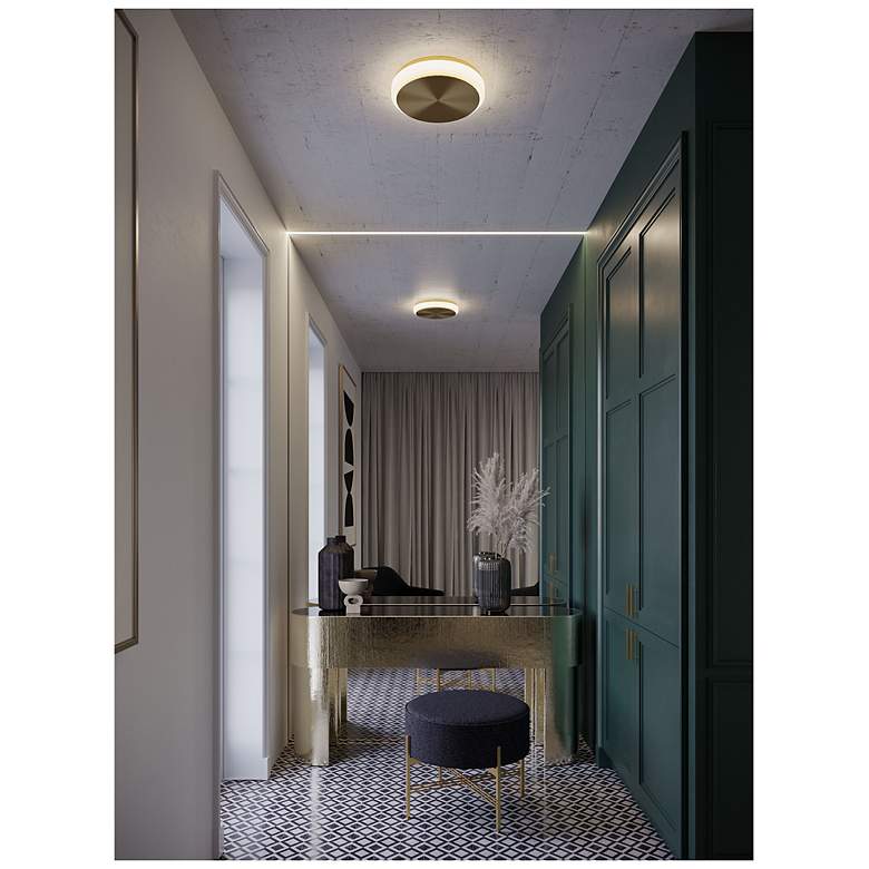 Image 2 Eris 10" Wide Light Antique Brass LED Ceiling Flush Mount more views