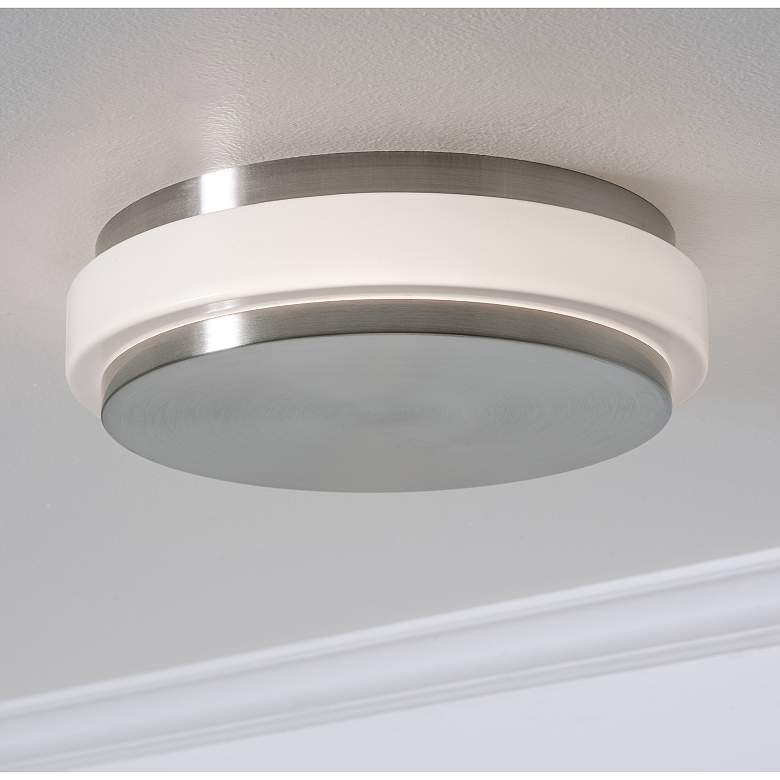 Image 1 Eris 14" Wide Satin Nickel LED Ceiling Flush Mount