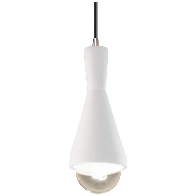 Image 1 Erlen 4.75" Wide Gloss White and Brushed Nickel Pendant with Black Co