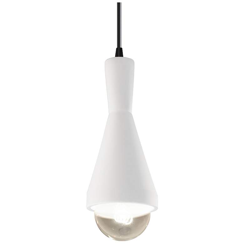 Image 1 Erlen 4.75" Wide Gloss White and Matte Black Pendant with Black Cord
