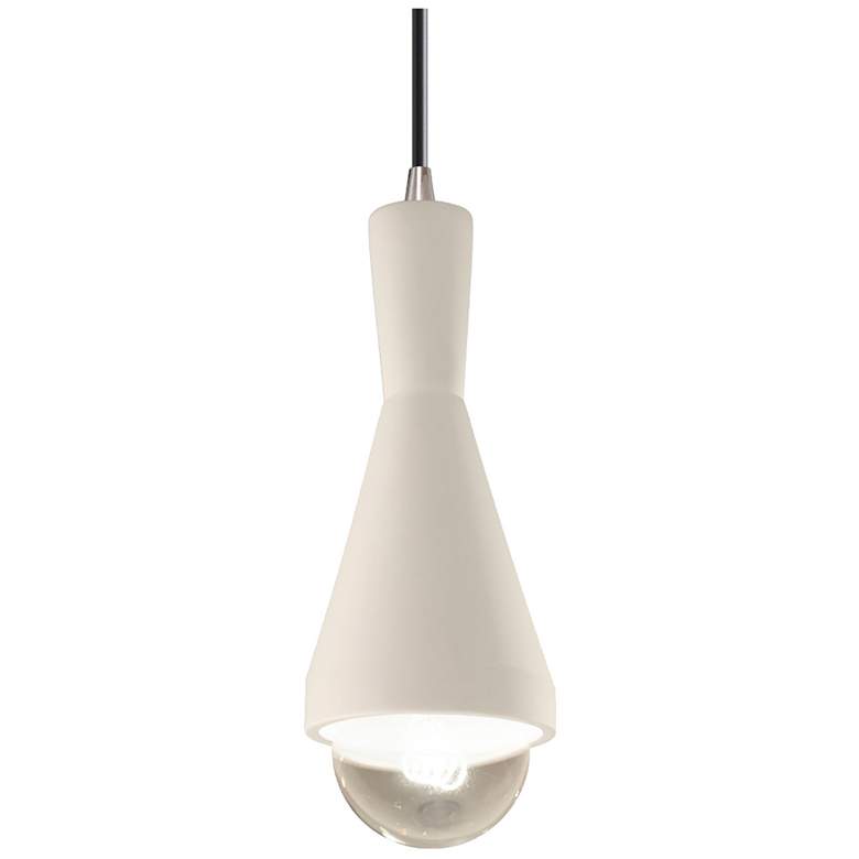 Image 1 Erlen 4.75" Wide Matte White and Brushed Nickel Pendant with Black Cor