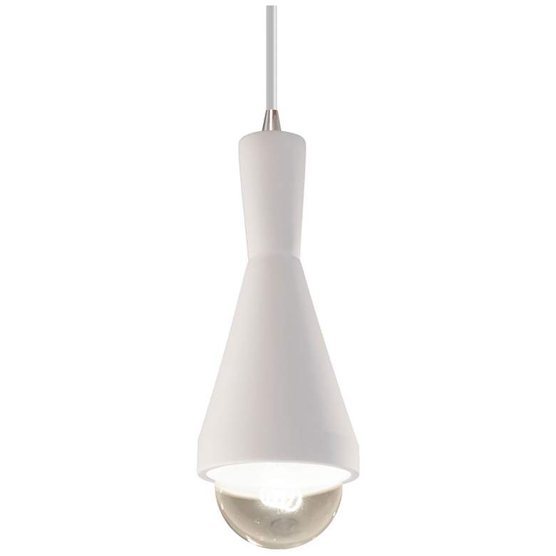 Image 1 Erlen LED Pendant - Bisque - Brushed Nickel - White Cord