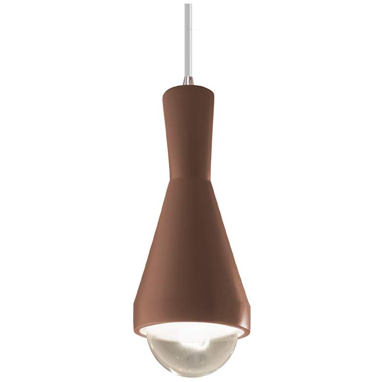 Image 1 Erlen LED Pendant - Canyon Clay - Brushed Nickel - White Cord