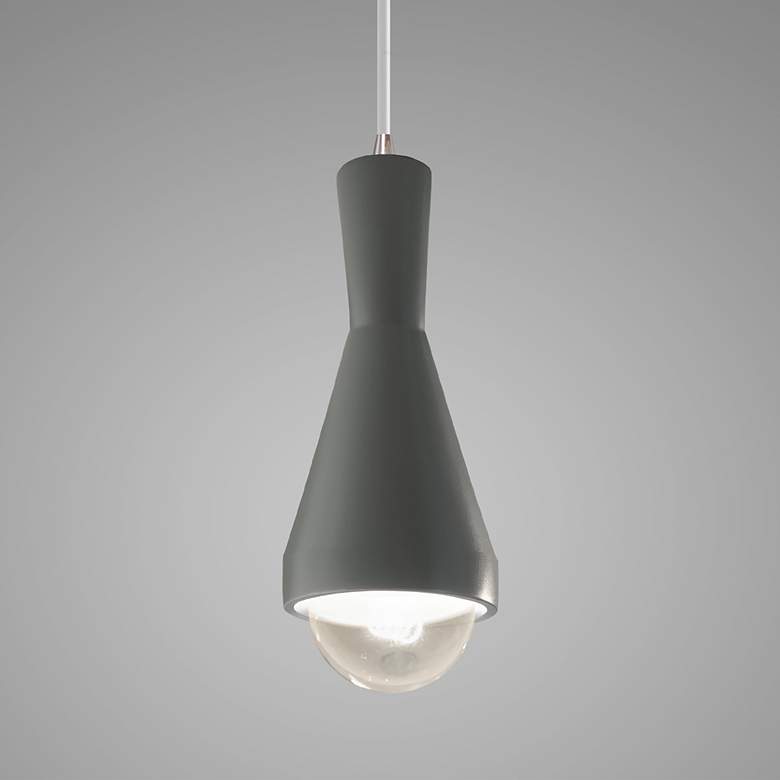 Image 3 Erlen LED Pendant - Pewter Green - Brushed Nickel - White Cord more views