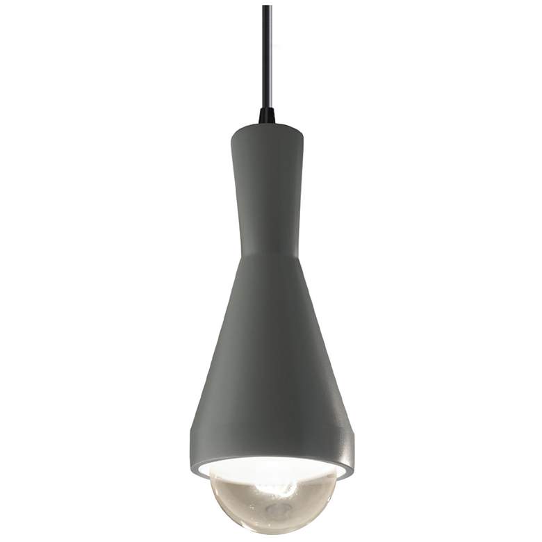 Image 1 Erlen LED Pendant - Pewter Green - Matte Black - Black Cord