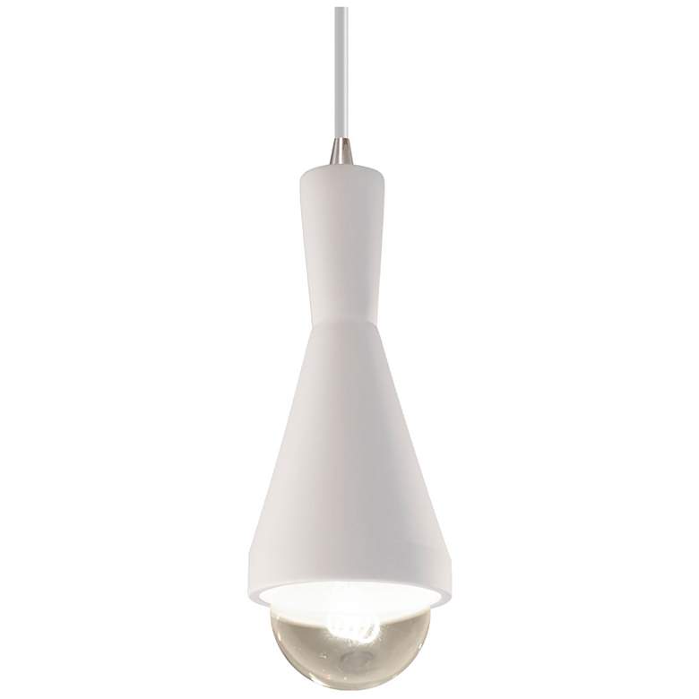 Image 1 Erlen Pendant - Bisque - Brushed Nickel - White Cord