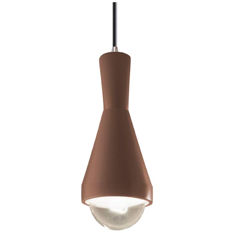 Image 1 Erlen Pendant - Canyon Clay - Brushed Nickel - Black Cord