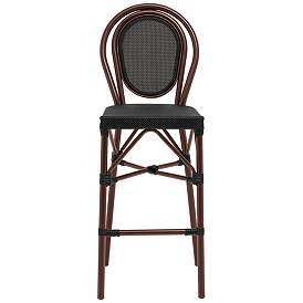Image1 of Erlend 30" Black and Brown Outdoor Bar Stool