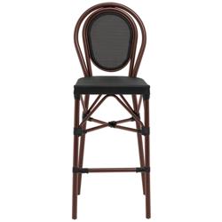 Erlend 30&quot; Black and Brown Outdoor Bar Stool