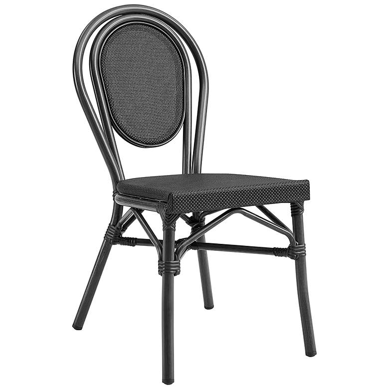 Image 1 Erlend Black Outdoor Stacking Side Chairs Set of 2