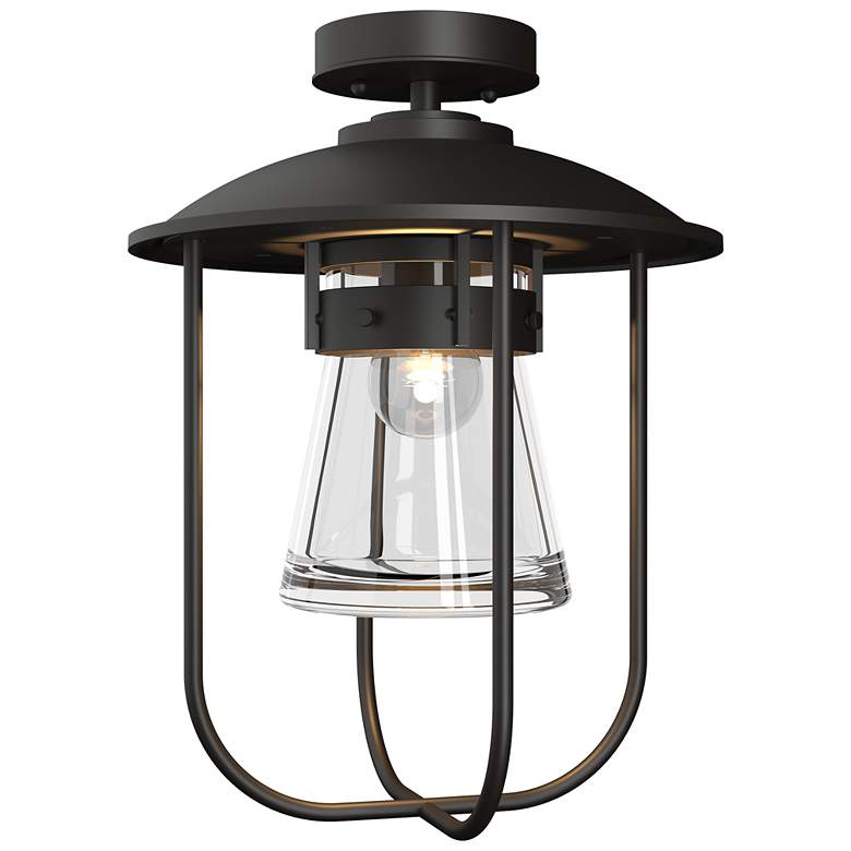 Image 1 Erlenmeyer 12.1"W Oil Rubbed Bronze Outdoor Semi-Flush w/ Clear Shade