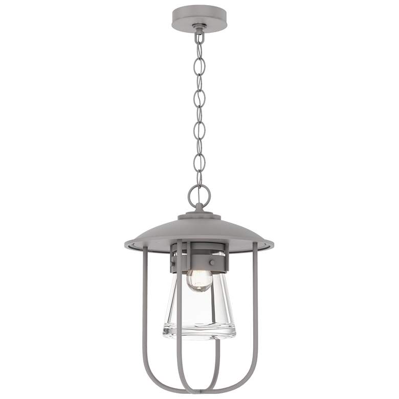 Image 1 Erlenmeyer 16.9"H Burnished Steel Outdoor Pendant w/ Clear Glass Shade