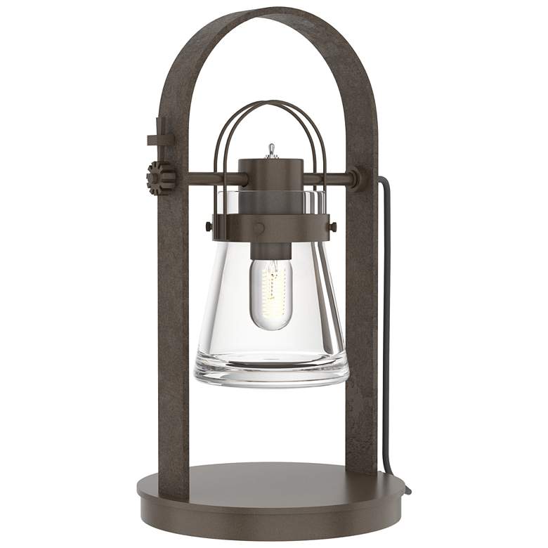Image 1 Erlenmeyer 19.4" High Bronze Table Lamp With Clear Glass Shade