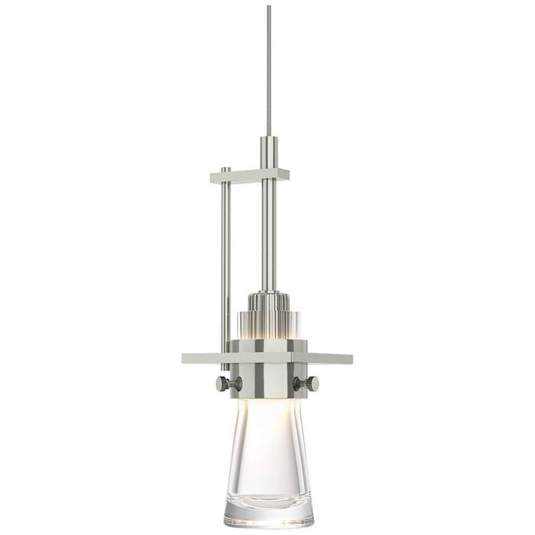 Image 1 Erlenmeyer 3.3"W Sterling Standard Mini-Pendant w/ Clear Glass Shade