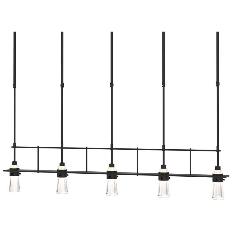 Image 1 Erlenmeyer 48 inchW 5 Light Black Short Height Pendant With Clear Glass Sh