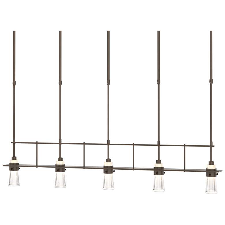 Image 1 Erlenmeyer 48 inchW 5 Light Bronze Short Height Pendant With Clear Glass S