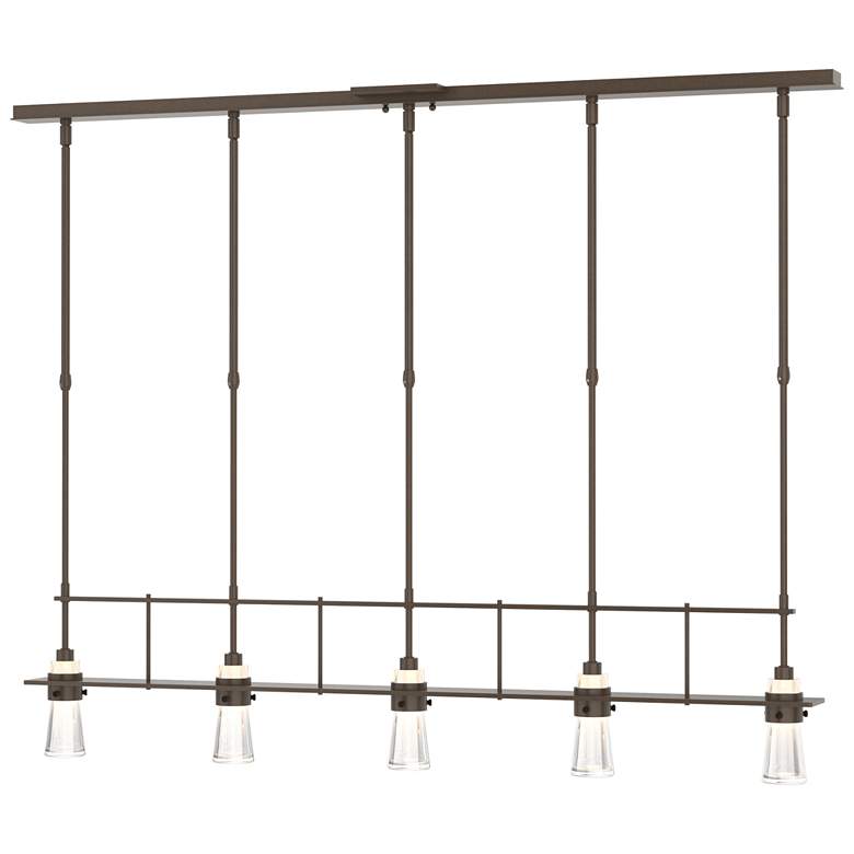 Image 1 Erlenmeyer 48"W 5 Light Bronze Standard Pendant w/ Clear Glass Shade