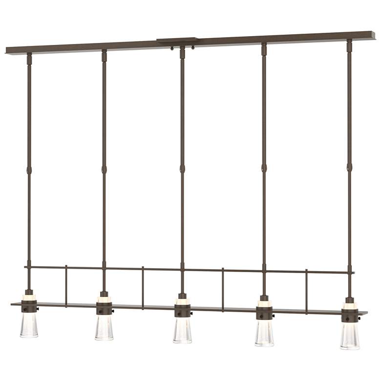 Image 1 Erlenmeyer 48 inchW 5 Light Bronze Standard Pendant w/ Clear Glass Shade