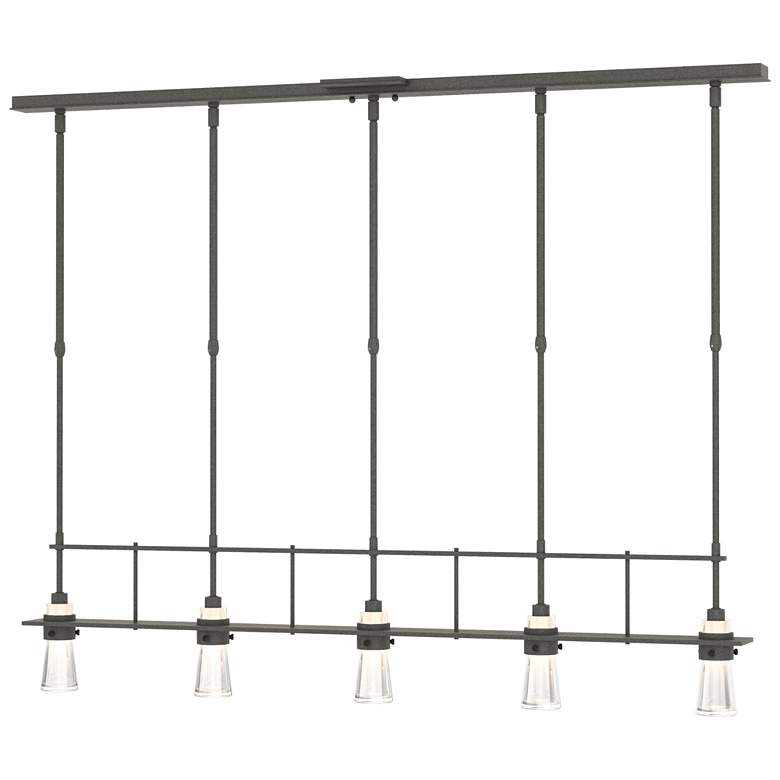 Image 1 Erlenmeyer 48"W 5 Light Natural Iron Standard Pendant w/ Clear Glass S