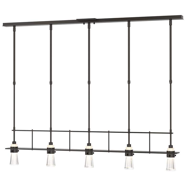 Image 1 Erlenmeyer 48"W 5 Light Oil Rubbed Bronze Standard Pendant w/ Clear Sh