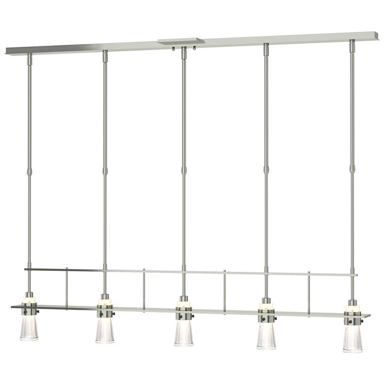 Image 1 Erlenmeyer 48"W 5 Light Sterling Standard Pendant w/ Clear Glass Shade