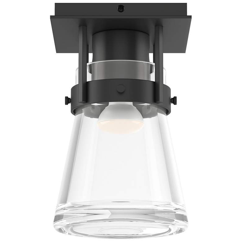 Image 1 Erlenmeyer 6.1" Wide Black Semi-Flush With Clear Glass Shade