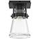 Erlenmeyer 6.1" Wide Black Semi-Flush With Clear Glass Shade