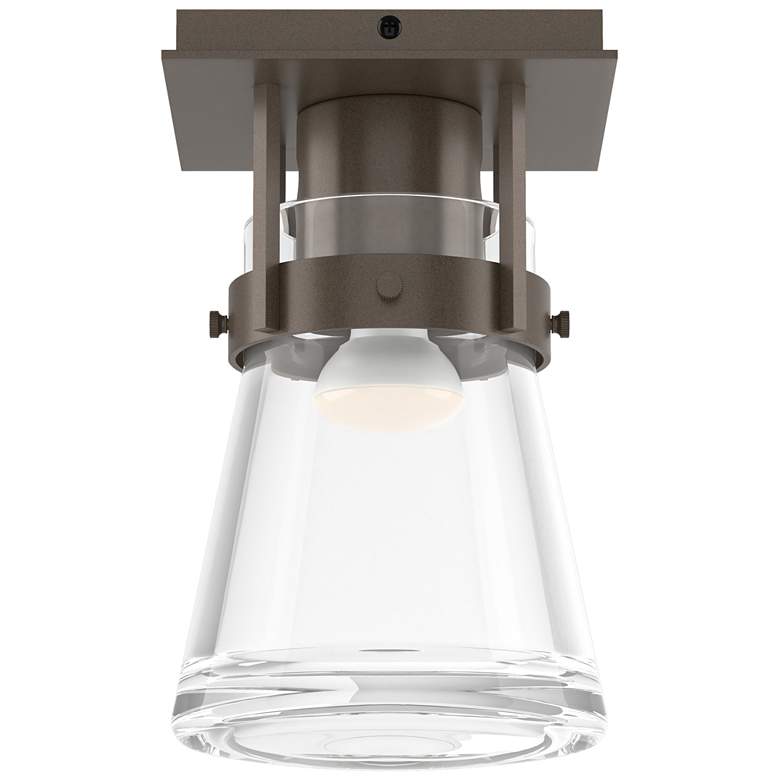 Image 1 Erlenmeyer 6.1" Wide Bronze Semi-Flush With Clear Glass Shade