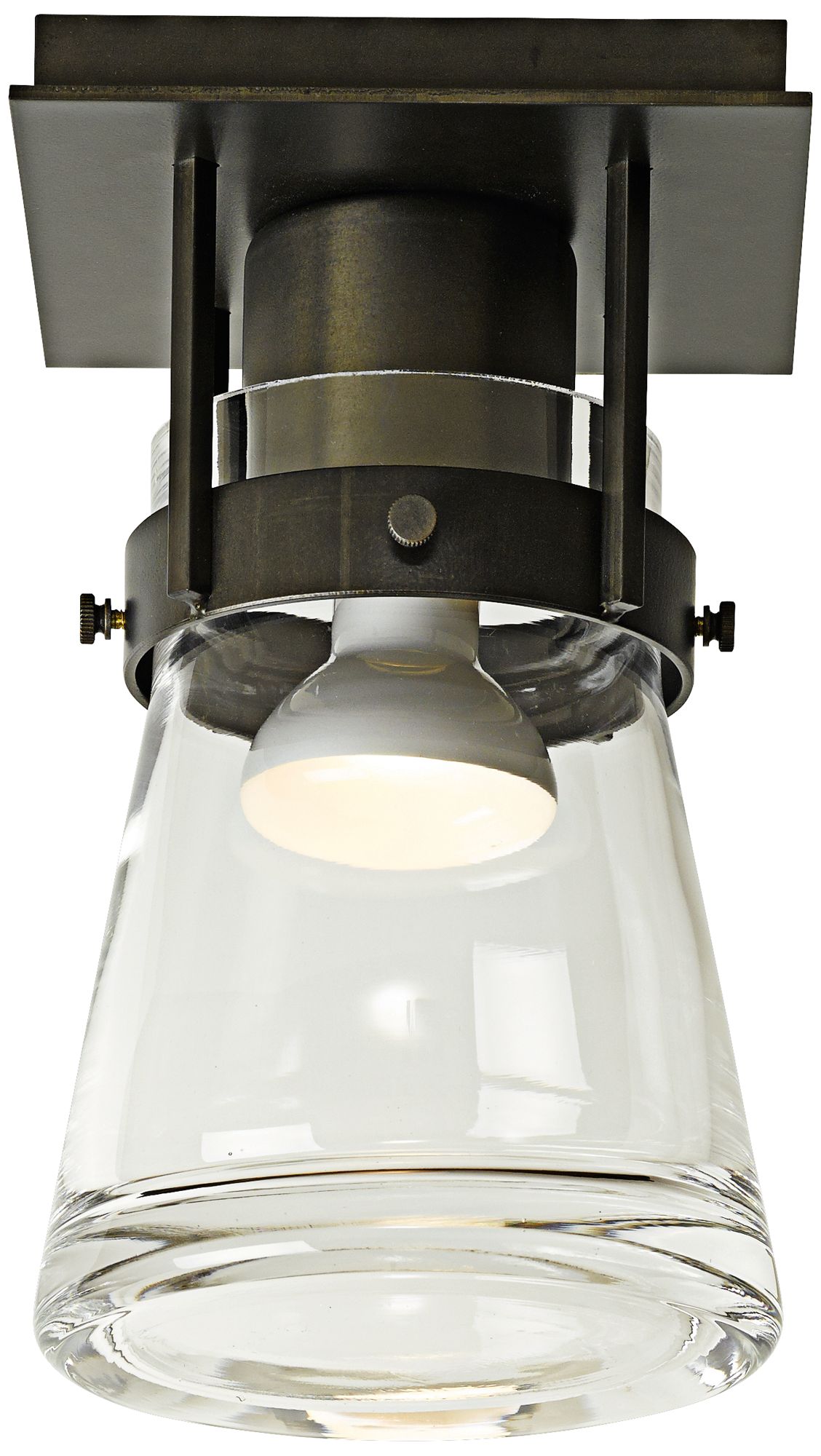 Erlenmeyer 6.1" Wide Dark Smoke Semi-Flush With Clear Glass Shade
