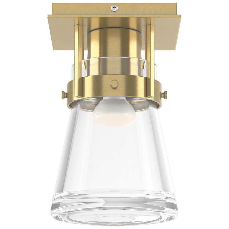 Image 1 Erlenmeyer 6.1 inch Wide Modern Brass Semi-Flush With Clear Glass Shade