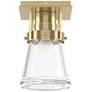 Erlenmeyer 6.1" Wide Modern Brass Semi-Flush With Clear Glass Shade