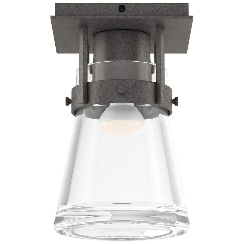 Image 1 Erlenmeyer 6.1" Wide Natural Iron Semi-Flush With Clear Glass Shade