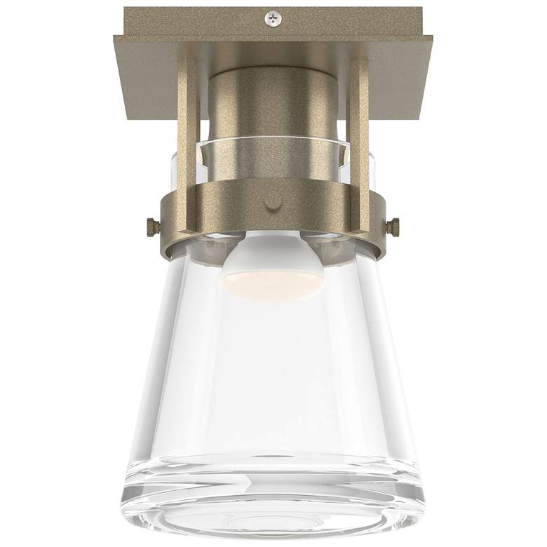 Image 1 Erlenmeyer 6.1" Wide Soft Gold Semi-Flush With Clear Glass Shade
