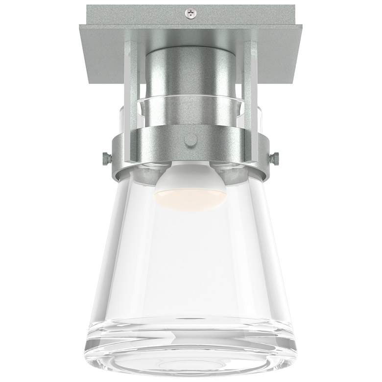 Image 1 Erlenmeyer 6.1" Wide Vintage Platinum Semi-Flush With Clear Glass Shad