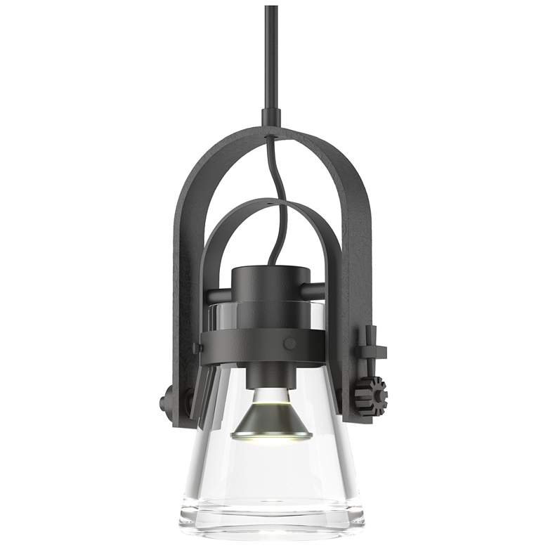 Image 1 Erlenmeyer 6" Wide Large Black Mini-Pendant With Clear Glass Shade