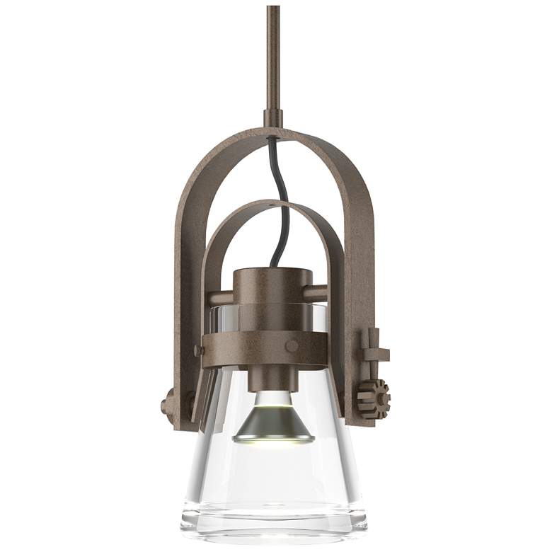 Image 1 Erlenmeyer 6" Wide Large Bronze Mini-Pendant With Clear Glass Shade