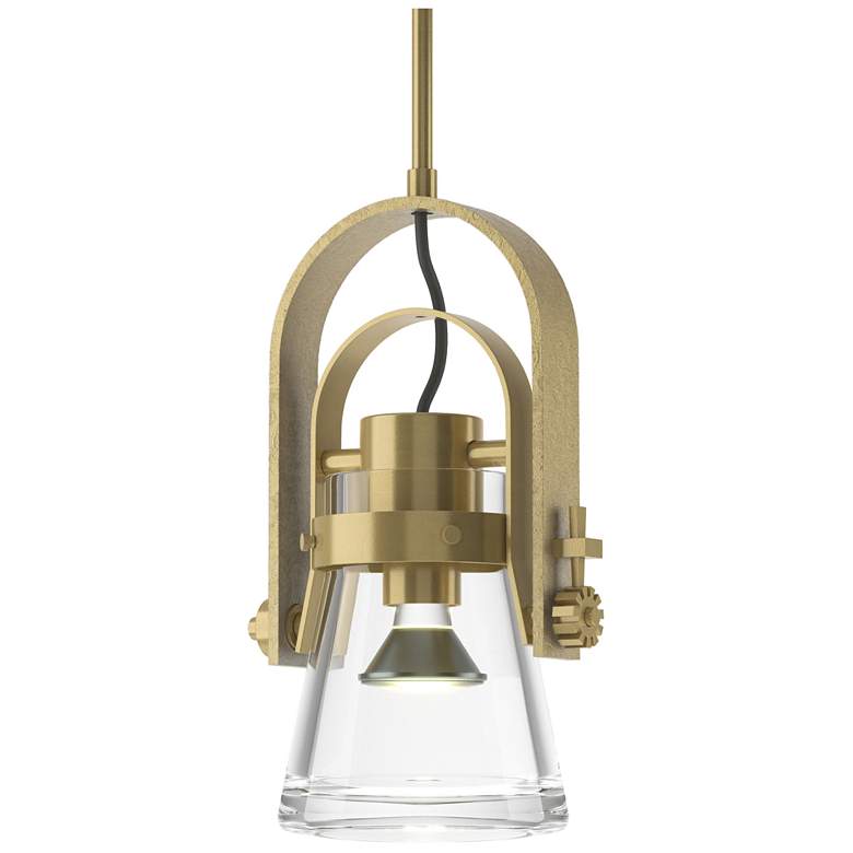 Image 1 Erlenmeyer 6 inch Wide Large Modern Brass Mini-Pendant With Clear Glass Sh