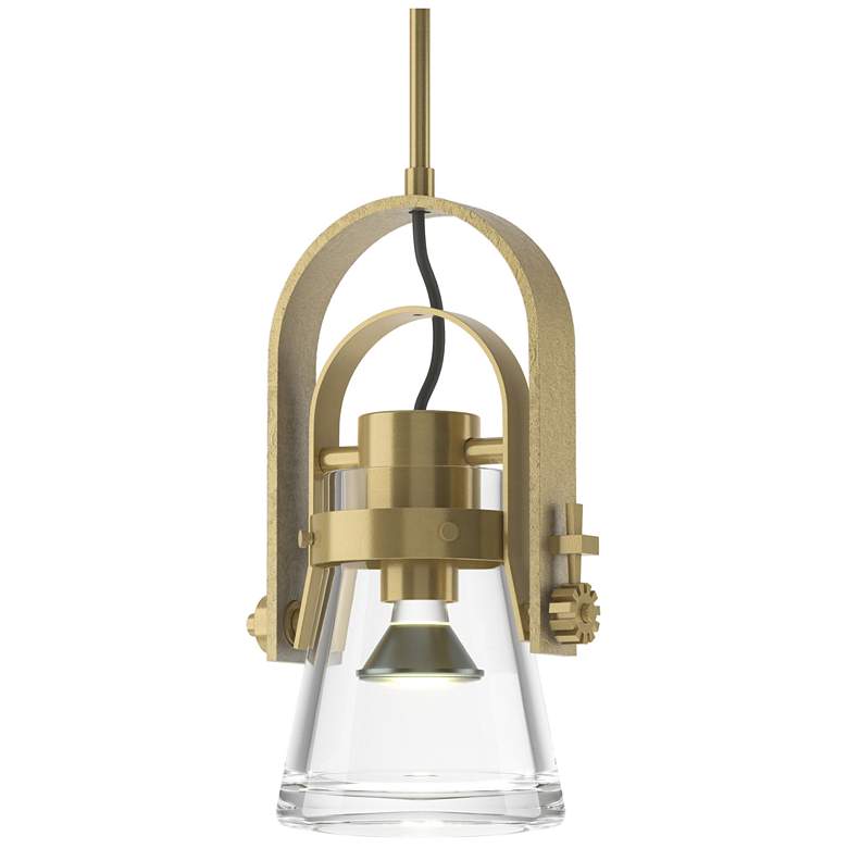 Image 1 Erlenmeyer 6" Wide Large Modern Brass Mini-Pendant With Clear Glass Sh