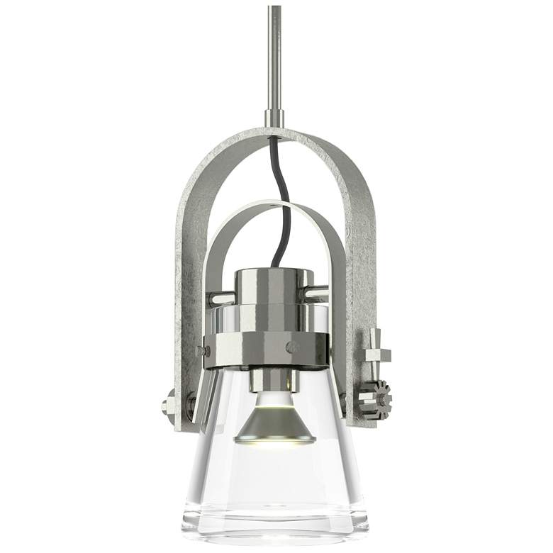 Image 1 Erlenmeyer 6" Wide Large Sterling Mini-Pendant With Clear Glass Shade