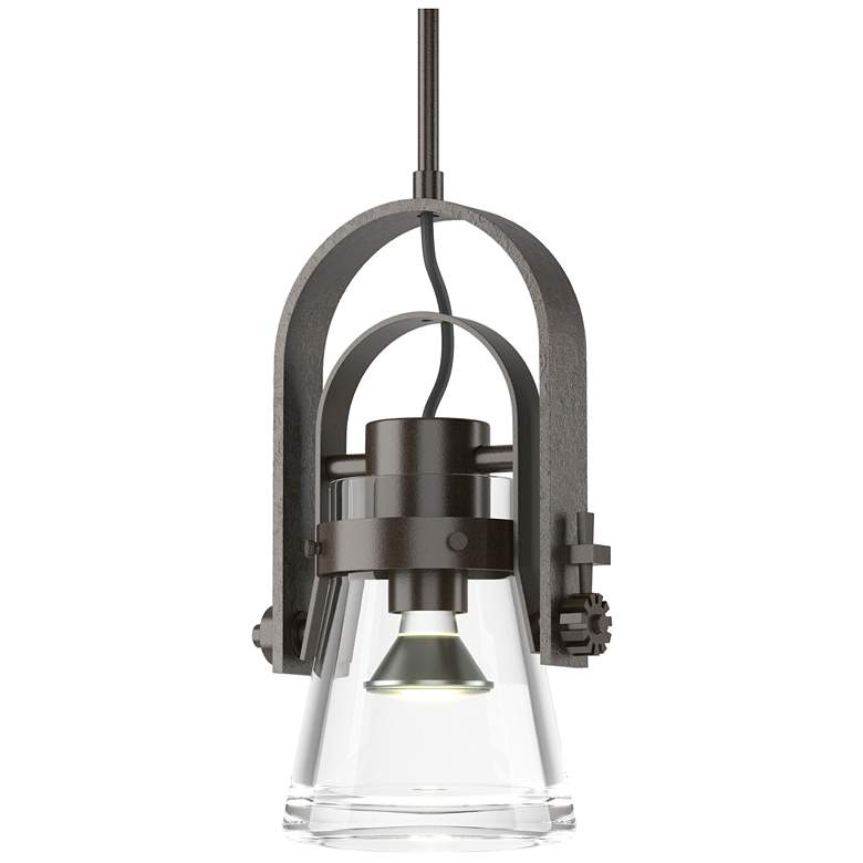 Image 1 Erlenmeyer 6"W Large Oil Rubbed Bronze Mini-Pendant With Clear Glass S