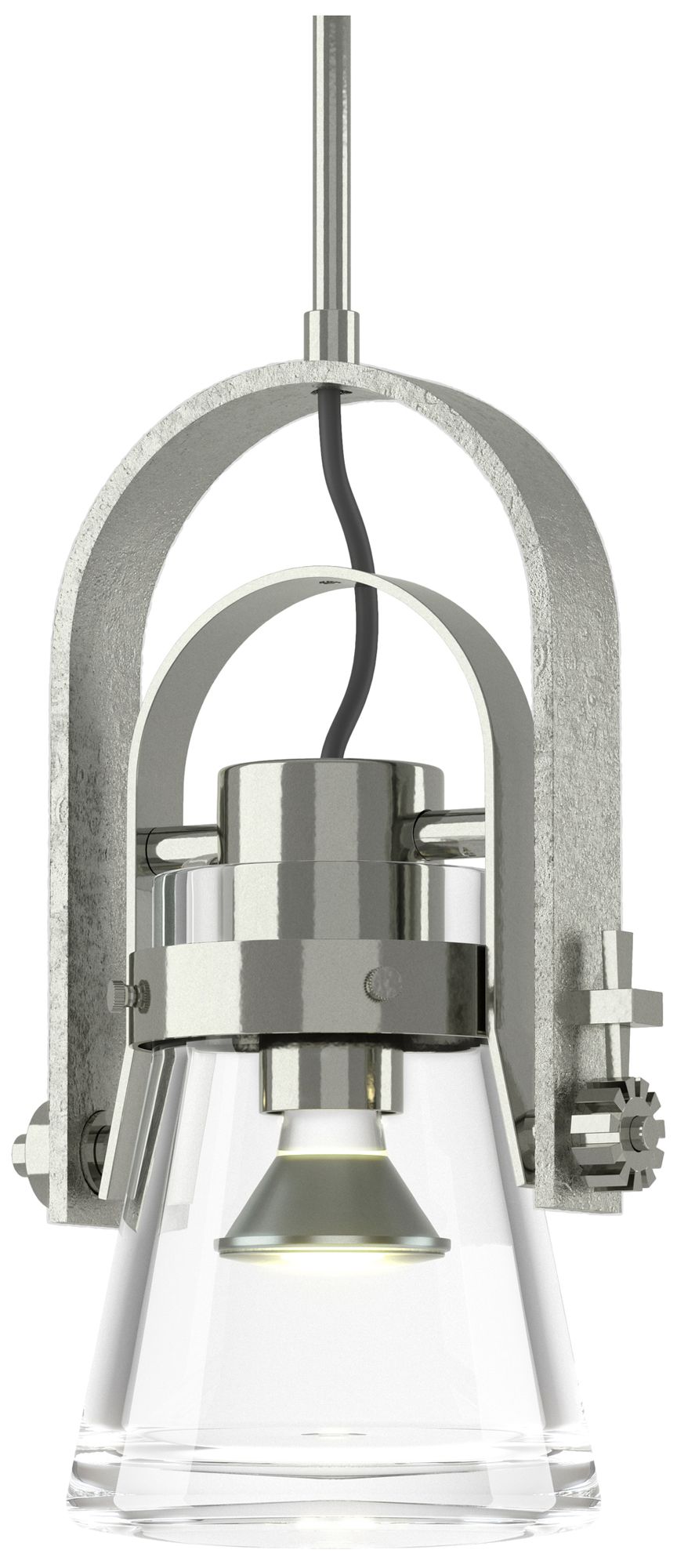 Erlenmeyer 6"W Large Sterling Mini-Pendant With Clear Glass Made to Or