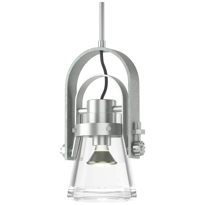 Image 1 Erlenmeyer 6"W Large Vintage Platinum Mini-Pendant With Clear Glass Sh