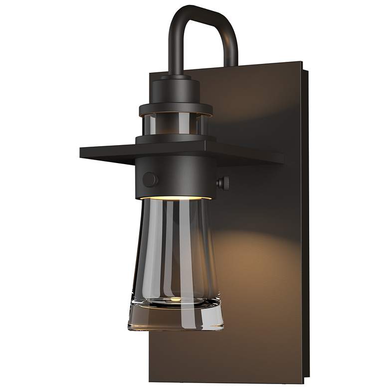 Image 1 Erlenmeyer 9.5 inchH Small Coastal Rubbed Bronze Outdoor Sconce w/ Clear S