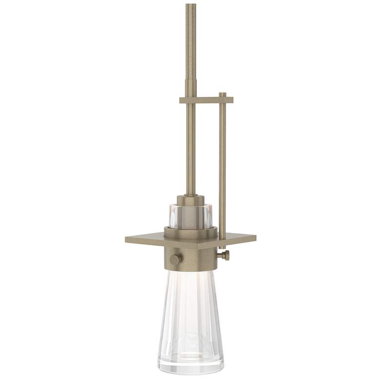 Image 1 Erlenmeyer Mini Pendant - Soft Gold Finish - Clear Glass