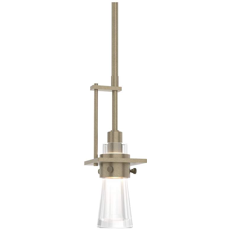 Image 1 Erlenmeyer Small Mini Pendant - Soft Gold Finish - Clear Glass