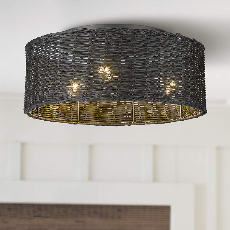Image 1 Erma 16 1/2" Wide Matte Black 3-Light Ceiling Light