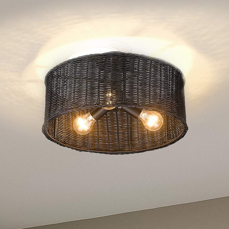 Image 1 Erma 16 1/2" Wide Matte Black Ceiling Light