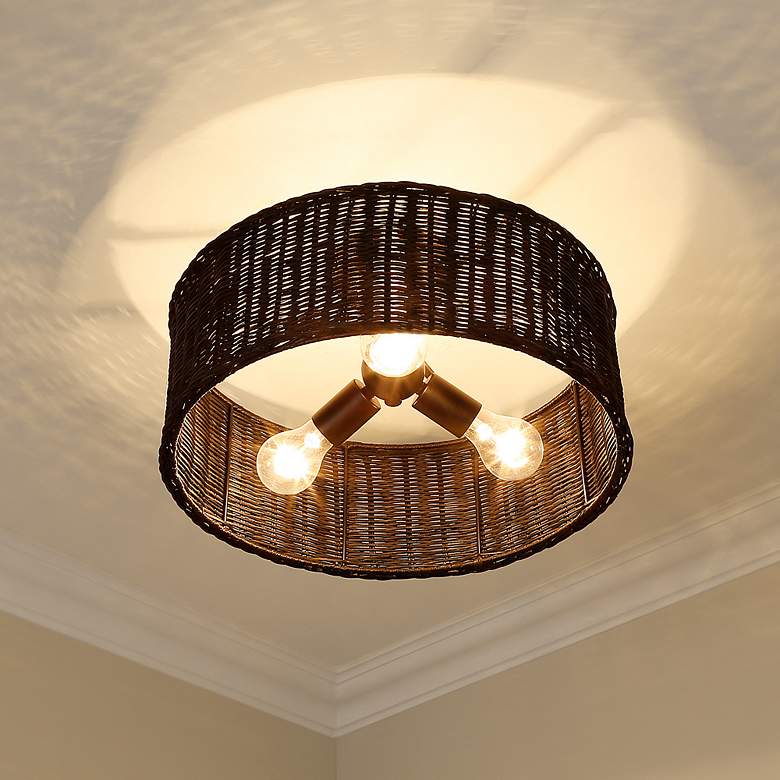 Image 7 Erma 16 1/2" Wide Matte Black Ceiling Light more views