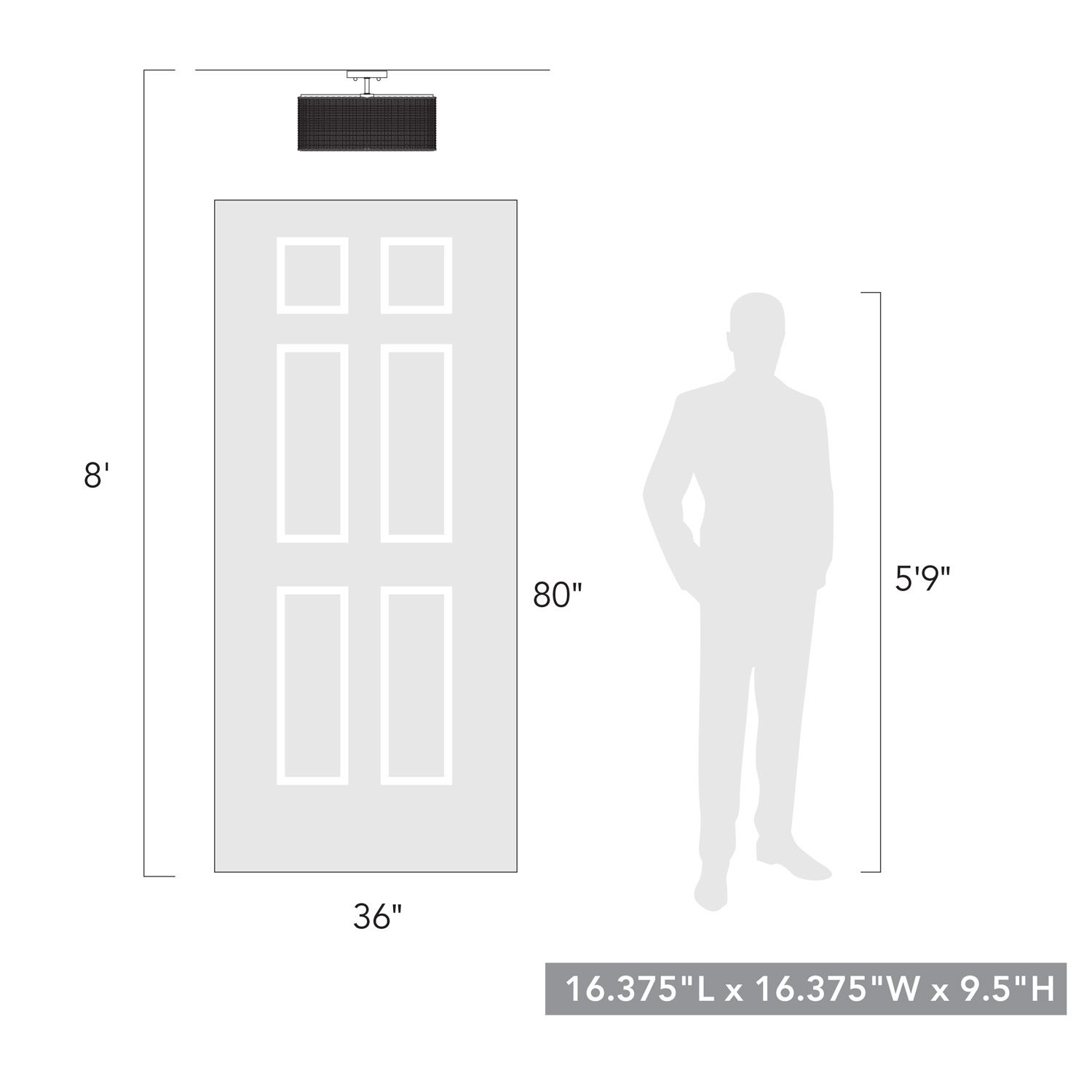 Erma 16 1/2" Wide Matte Black Ceiling Light