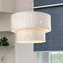 Thumbnail1 of Erma 22 3/8" Wide Brushed Champagne Bronze Chandelier With White Wicke